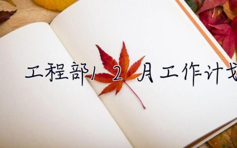 工程部12月工作计划 工程部12月工作计划表