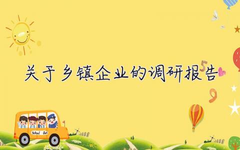 关于乡镇企业的调研报告 乡镇代表对企业的调研报告