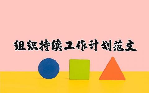 组织持续工作计划范文 组织持续发展的关键是什么 17篇