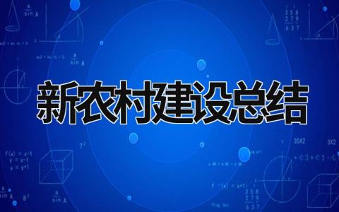 新农村建设总结 新农村建设总结报告 (16篇）